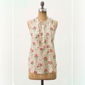 Anthropologie Sleeveless Floral Blouse